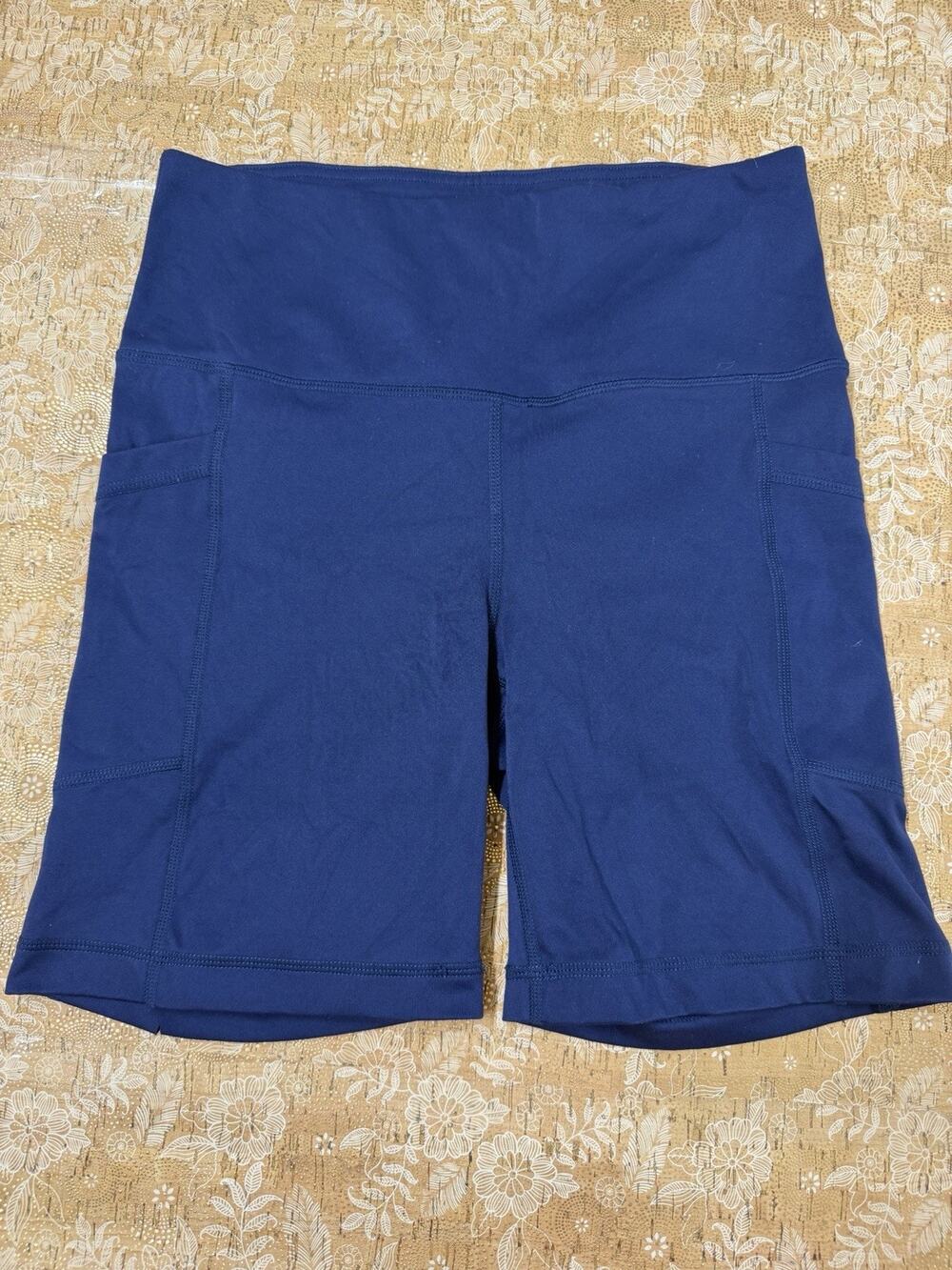 Member's Mark Women Everyday Performance Stretch Bike Short Blue Yoga Run Gym M